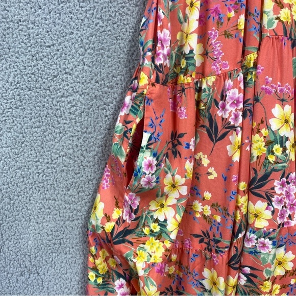 NEW Kut from the Kloth Thea Dress w/ Side Pockets Womens Size Large Coral Tiered - Picture 4 of 11